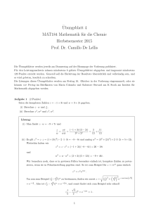 ¨Ubungsblatt 4 MAT184 Mathematik für die Chemie Herbstsemester