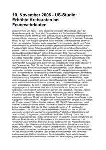 10. November 2006 - US-Studie: Erhöhte Krebsraten bei