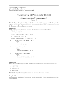 Programmierung 1 (Wintersemester 2012/13) Aufgaben aus den