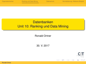 Datenbanken Unit 10: Ranking und Data Mining