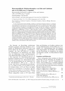 Heterometallische Mehrkernkomplexe von Zink und Cadmium mit ds