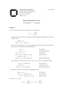 Berechenbarkeit SS 01 ¨Ubungsblatt 1 – Lösungen