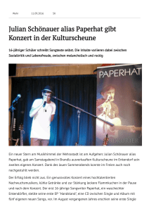 Julian Schönauer alias Paperhat gibt Konzert in der Kulturscheune