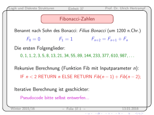 Rekursive Berechnung (Funktion Fib mit Inputparameter n)