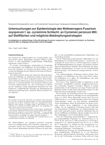 Untersuchungen zur Epidemiologie des Welkeerregers Fusarium