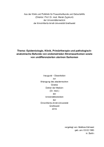 Thema: Epidemiologie, Klinik, Primärtherapie und pathologisch