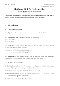 Mathematik I für Informatiker und Softwaretechniker