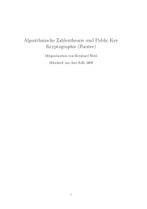 Algorithmische Zahlentheorie und Public Key Kryptographie (Forster)