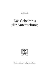 Das Geheimnis der Auferstehung - Konkordanter Verlag Pforzheim