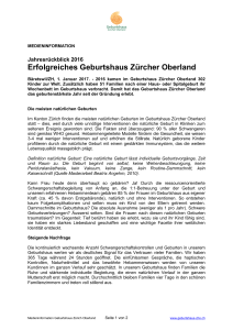 Medieninformation 2016 - Geburtshaus Zürcher Oberland