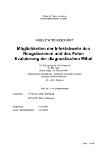 Möglichkeiten der Infektabwehr des Neugeborenen und des Feten