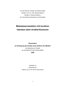 Metastasenresektion mit kurativer Intention beim Urothel