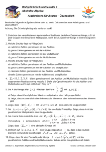 Wahlpflichtfach Mathematik 2 Abstrakte Algebra Algebraische