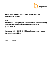 Kriterien zur Bestimmung der zweckmäßigen Vergleichstherapie