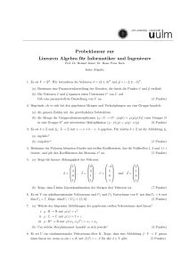 Probeklausur zur Linearen Algebra für Informatiker und