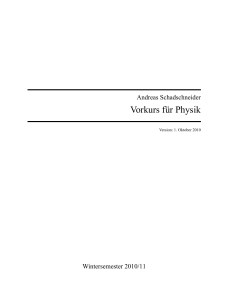 Vorkurs f¨ur Physik