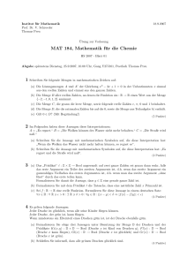 MAT 184, Mathematik für die Chemie