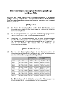 Elternbeitragssatzung für Kindertagespflege im Kreis Plön