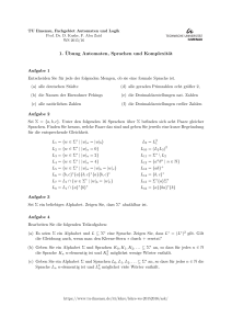 1. Übung Automaten, Sprachen und Komplexität