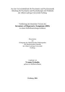 Inventory of Depressive Symptoms (IDS) Yvonne Grässlin