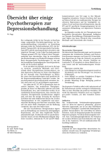 Übersicht über einige Psychotherapien zur Depressionsbehandlung