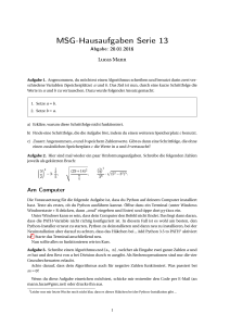 MSG-Hausaufgaben Serie 13 - Mathematik und ihre Didaktik