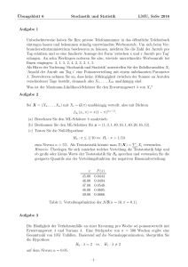 ¨Ubungsblatt 6 Stochastik und Statistik LMU, SoSe 2016 Aufgabe 1