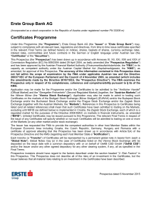 Erste Group Bank AG Certificates Programme