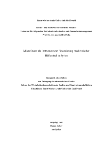 Mikrofinanz als Instrument zur Finanzierung medizinischer