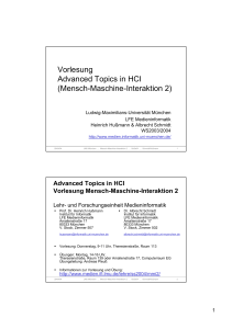Vorlesung Advanced Topics in HCI (Mensch-Maschine