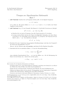 Ubungen zur Algorithmischen Mathematik Blatt 7 - Dr. Kai