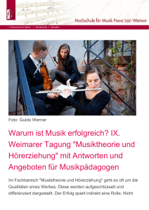 Warum ist Musik erfolgreich? IX. Weimarer Tagung "Musiktheorie