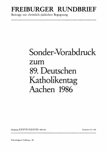 Sonder-Vorabdruck zum 89. Deutschen Katholikentag Aachen 1986