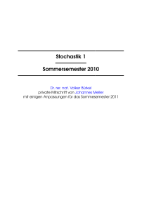 Stochastik 1 - Fachbereich Mathematik und Statistik