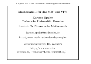 Mathematik I für das MW und VIW Karsten Eppler