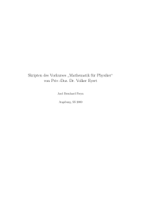 Skripten des Vorkurses ” Mathematik für Physiker“