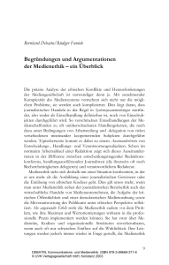 Begründungen und Argumentationen der Medienethik – ein Überblick