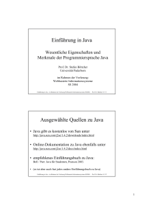 Einführung in Java Ausgewählte Quellen zu Java