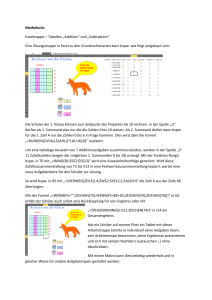 Mathefuchs Excelmappe – Tabellen „Addition“ und „Subtraktion