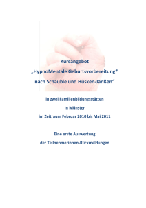 Kursangebot &bdquo;HypnoMentale Geburtsvorbereitung&reg; nach Schauble