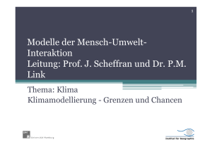 Modelle der Mensch-Umwelt- Interaktion Leitung: Prof. J