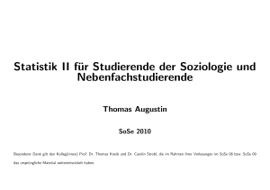 Statistik II für Studierende der Soziologie und Nebenfachstudierende