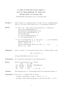 9. Script zur Vorlesung: Lineare Algebra I Prof. Dr. Salma Kuhlmann