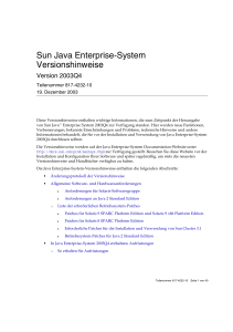 Sun Java Enterprise System 2003Q4 Versionshinweise