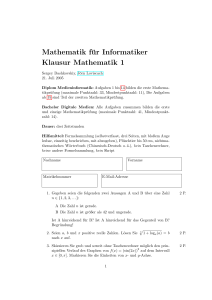 Mathematik für Informatiker Klausur Mathematik 1