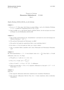 Elementare Zahlentheorie — SS 2002
