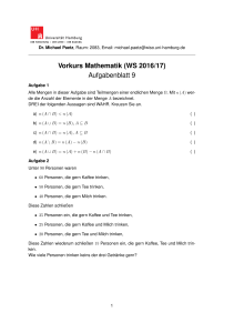 Vorkurs Mathematik (WS 2016/17) Aufgabenblatt 9
