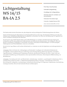 Lichtgestaltung WS 14/15 BA-IA 2.5 - Hochschule Ostwestfalen