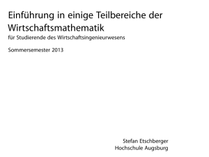 Einführung in einige Teilbereiche der Wirtschaftsmathematik