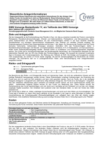 Wesentliche Anlegerinformationen DWS Vorsorge Rentenfonds 1Y